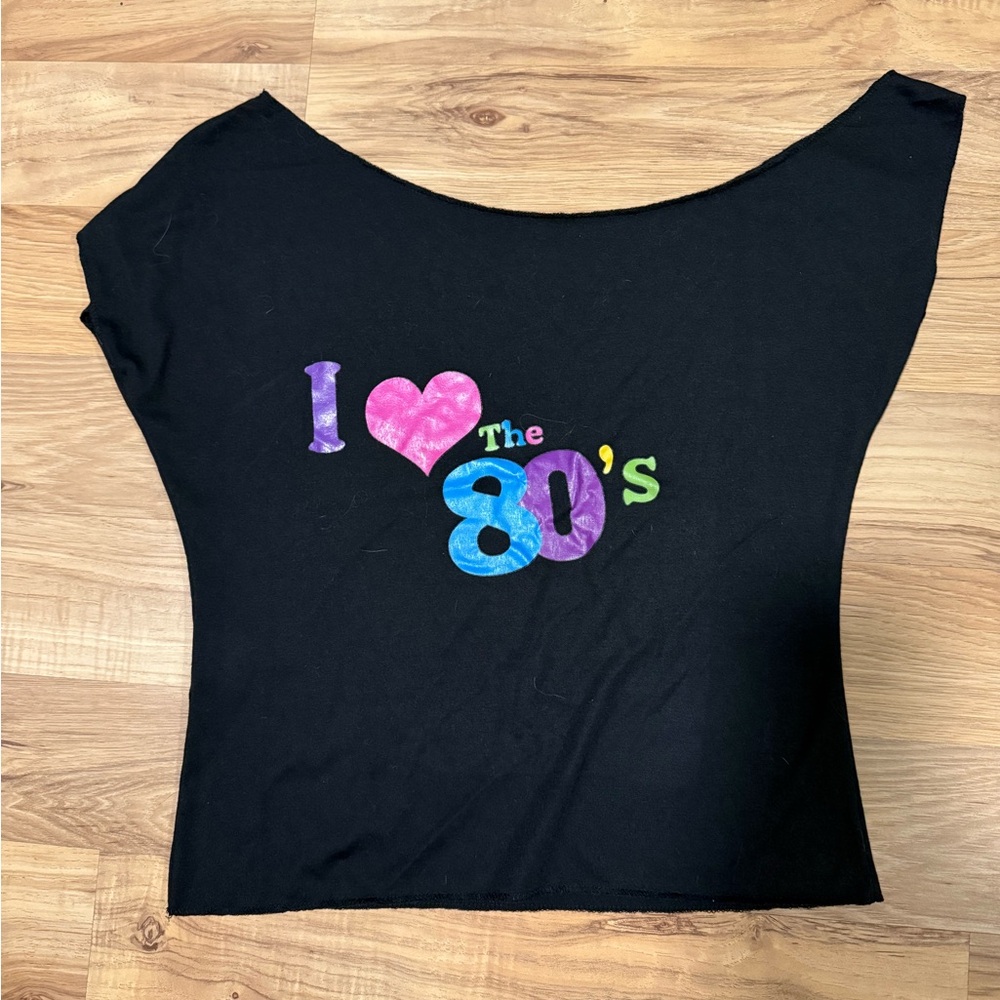 kangaROOS Black 'I Love the 80's' Crop Top